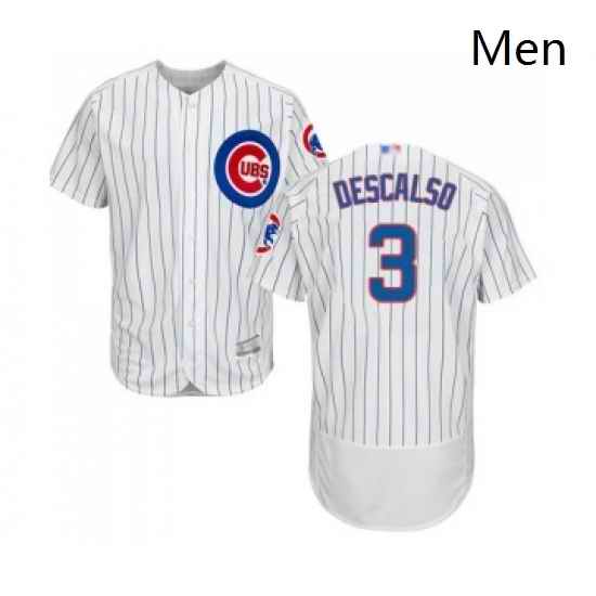 Mens Chicago Cubs 3 Daniel Descalso White Home Flex Base Authentic Collection Baseball Jersey